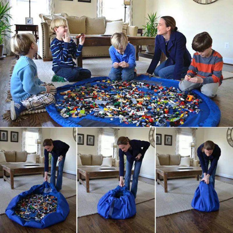 Trendbay Blue Toy Storage Bag & Play Mat 50cm Portable Toys Organizer