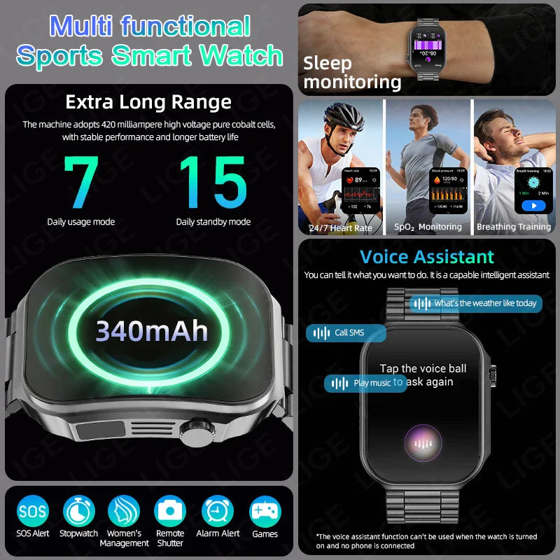Trendbay 2.2-inch Curved Screen Smartwatch BT Call