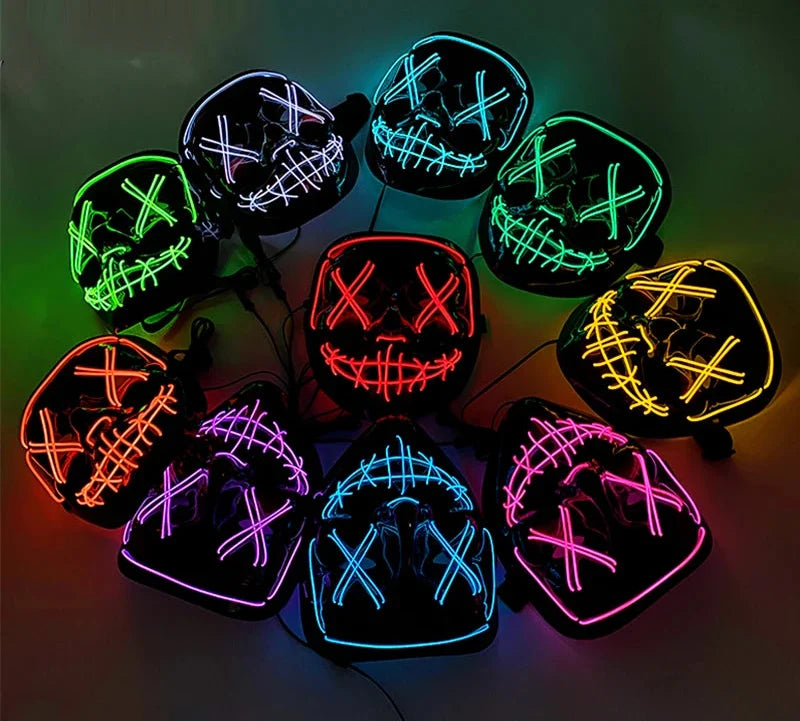 Trendbay Wireless EL Wire Halloween LED Red Neon Light-Up Party Mask