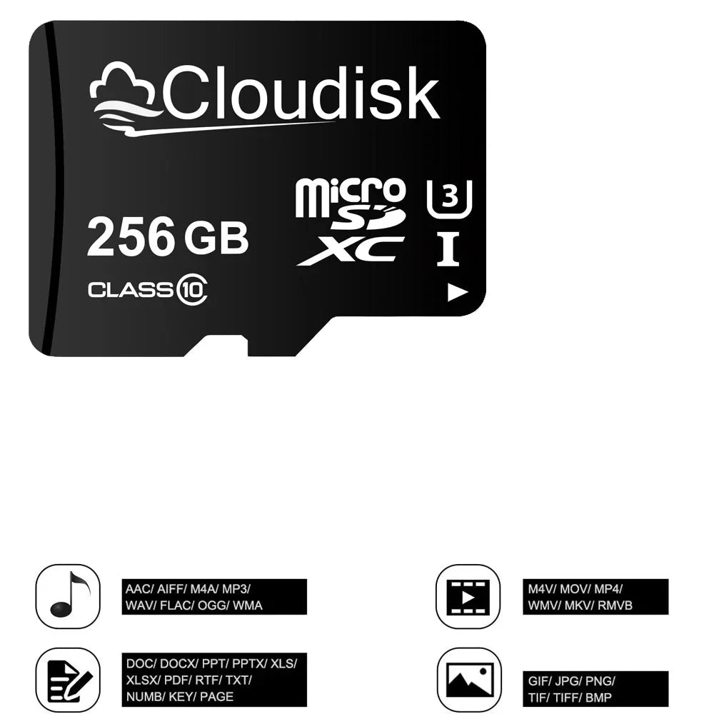 Trendbay Cloudisk 256GB MicroSDXC Memory Card U3 V30 Class 10 A1 TF Card