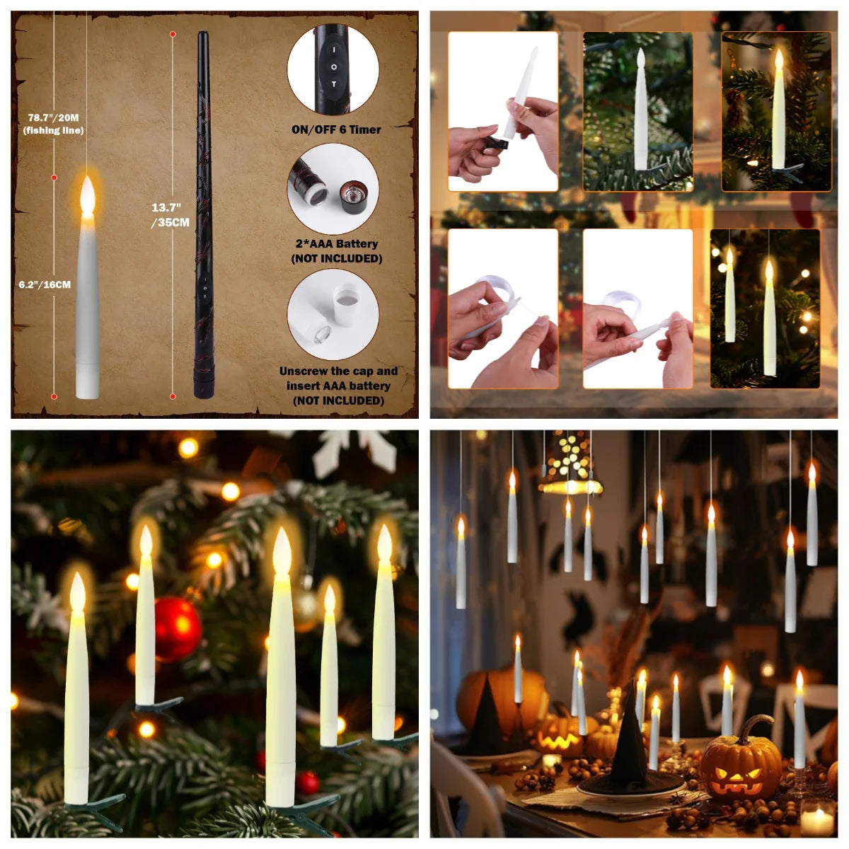 Trendbay 10PCS Flameless LED Taper Candles with Remote