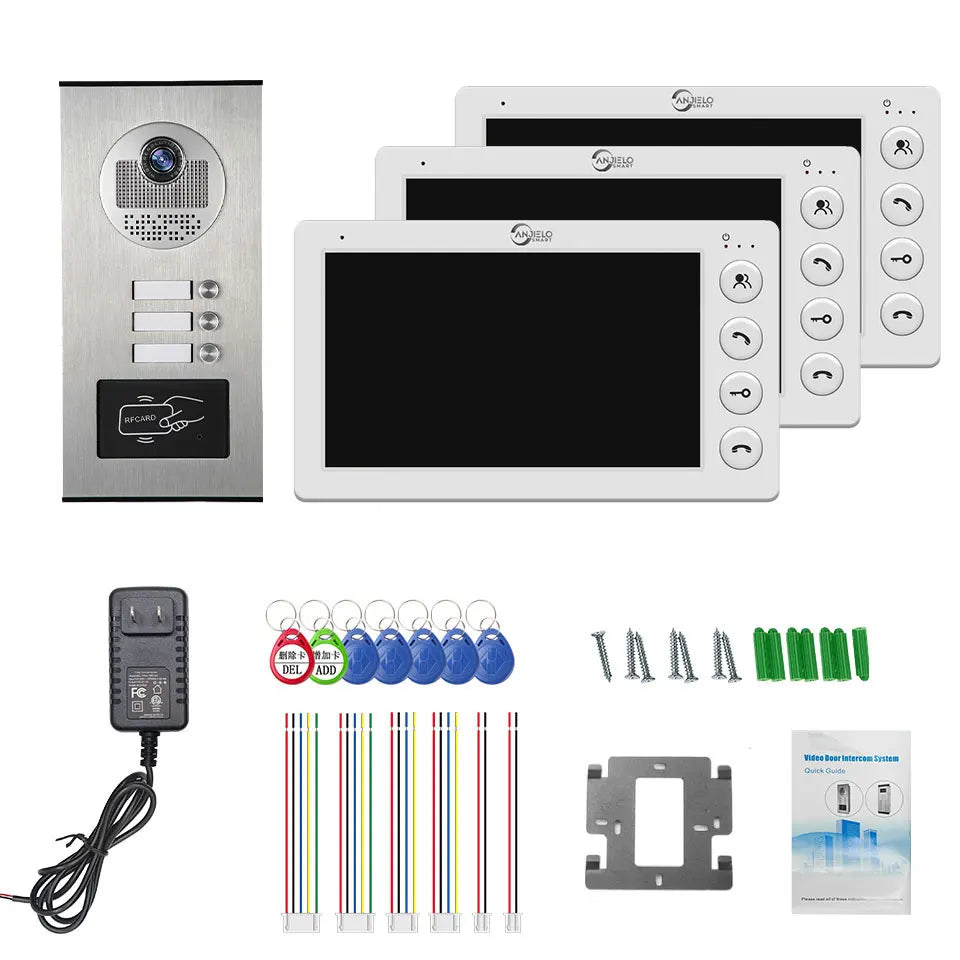 Trendbay 3-Unit Video Intercom Doorbell System with RFID Unlock