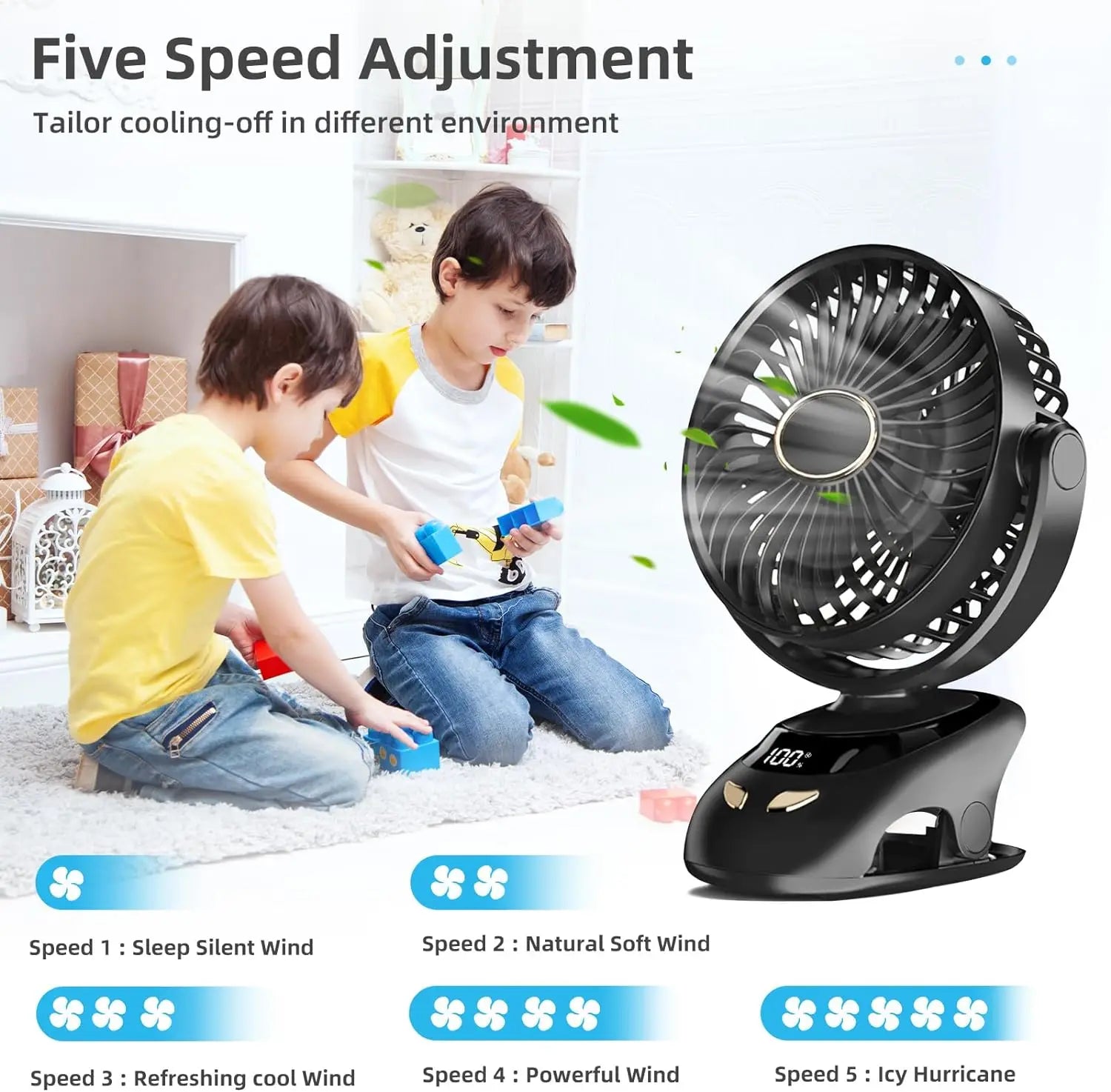 Trendbay Small Desk Clip-On Fan Portable