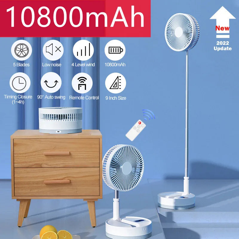 Trendbay 10800mAh Folding Portable Fan with USB Charging