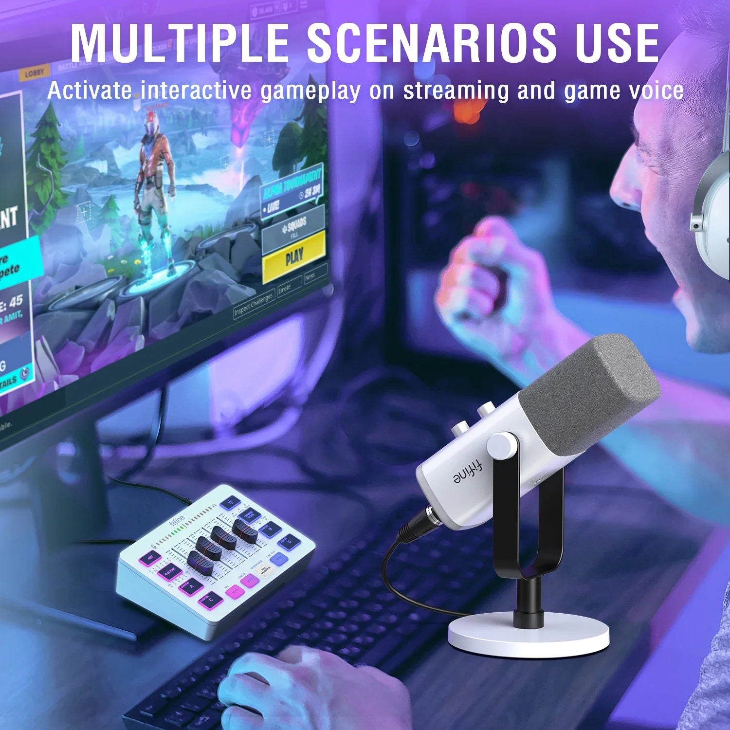 Trendbay RGB Streaming Podcast Kit Dynamic Mic with Audio Mixer