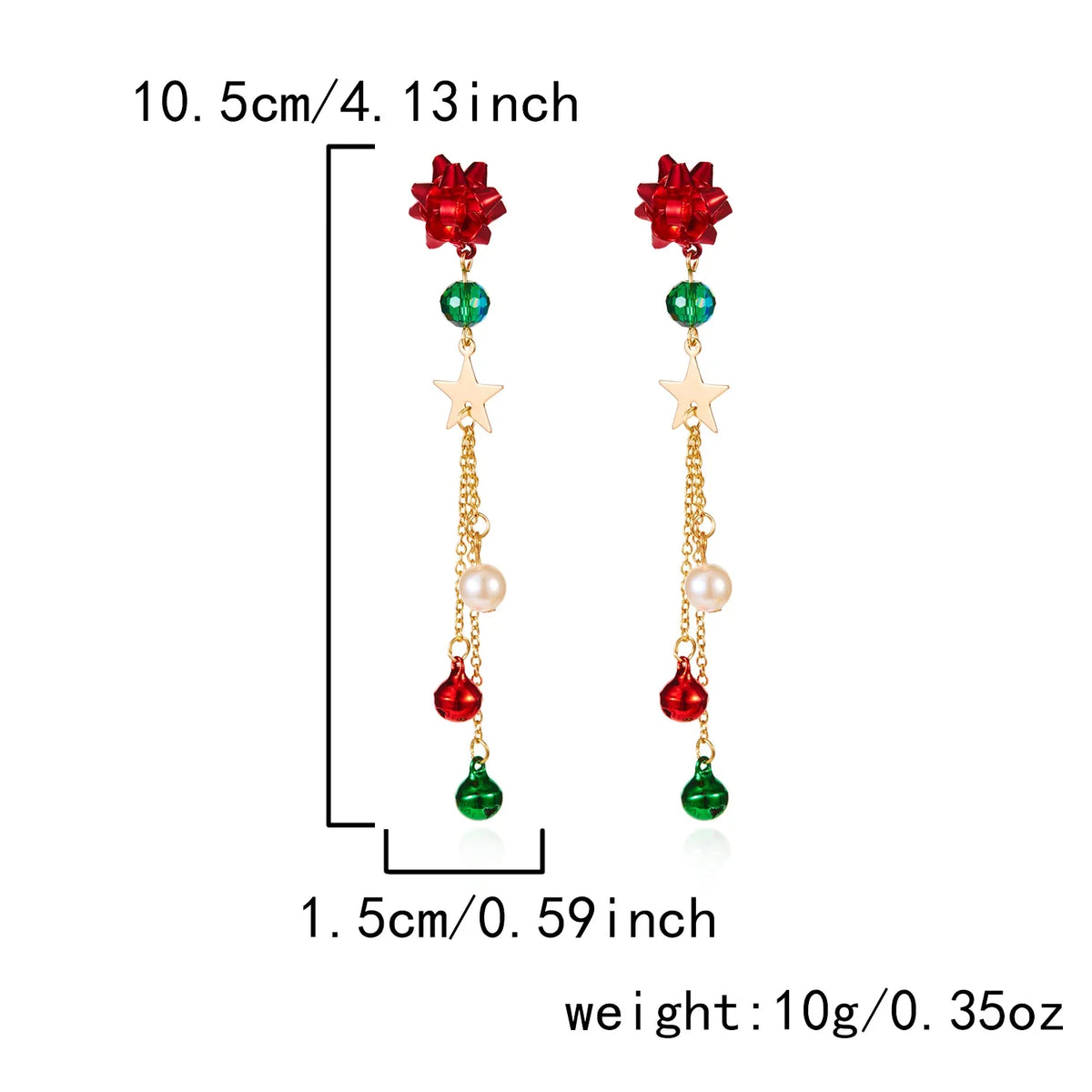 Trendbay Christmas Ribbon Star Tassel Drop Earrings for Women