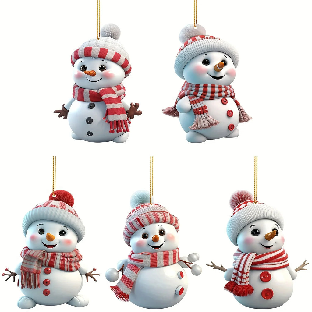 Trendbay 5-Piece Acrylic Snowman Ornaments – 2D Flat ornament