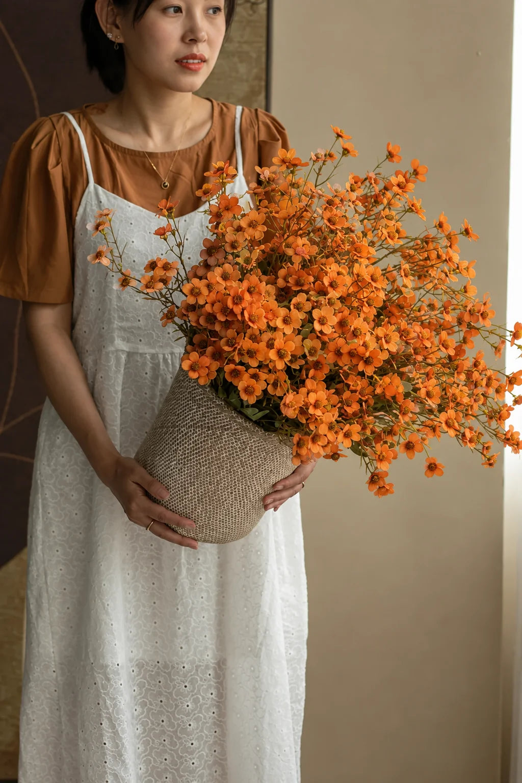 Trendbay 3Pcs Orange Artificial Simulation Flowers