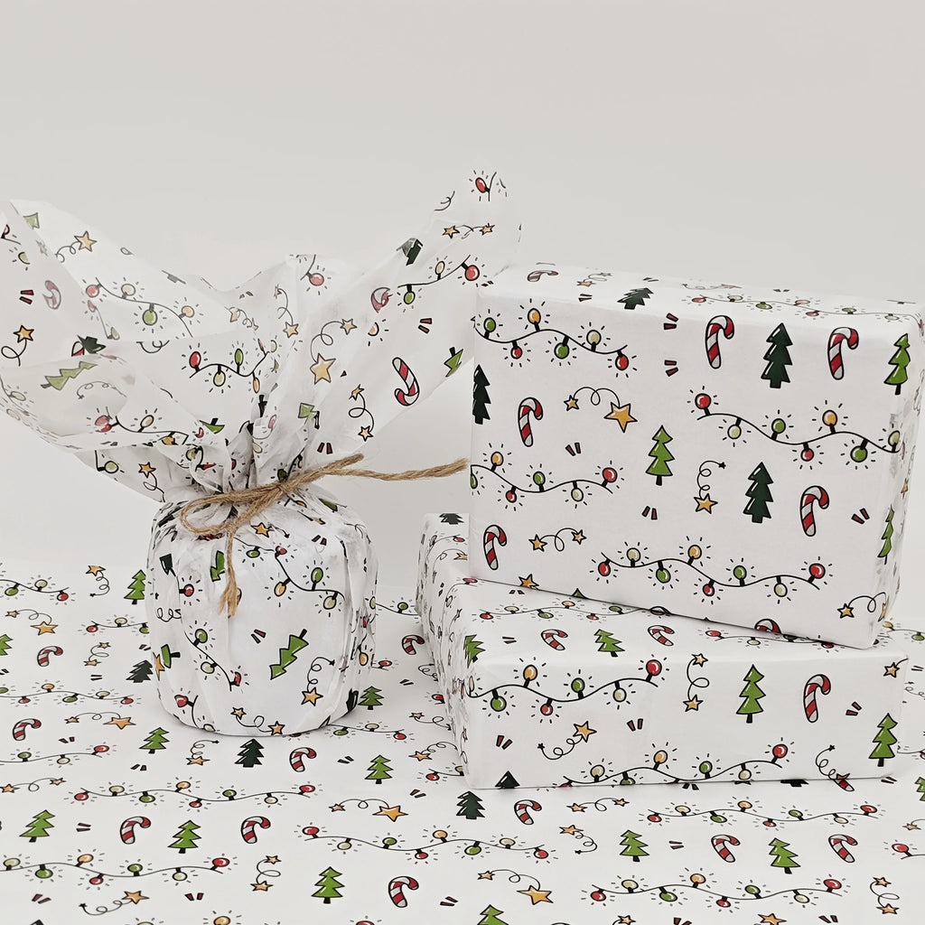 Trendbay 10 Sheets Christmas Lantern Pattern 20×35cm Festive Gift Wrapping Paper