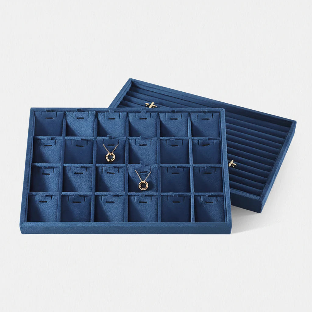 Trendbay Stackable Velvet Jewelry Display Tray – Organizer for Rings, Earrings, Bracelets & Necklaces