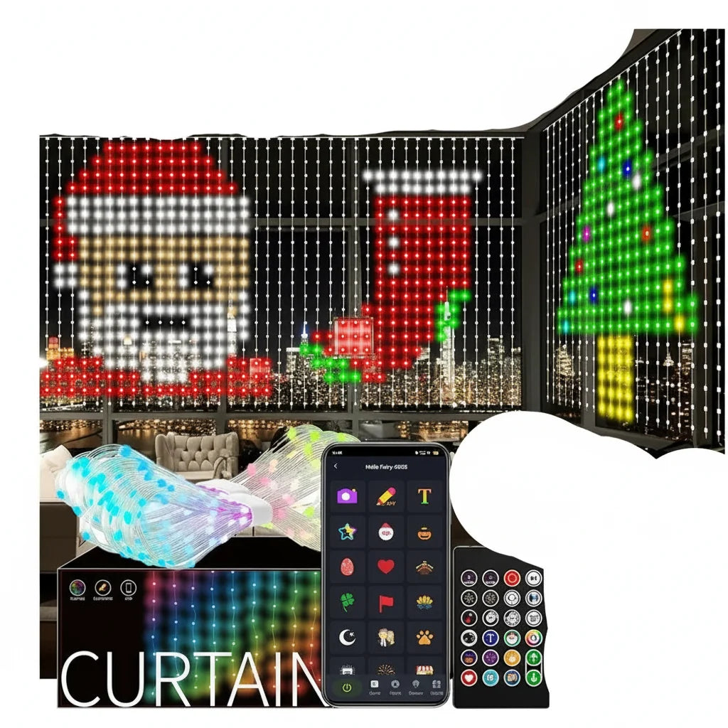 Trendbay 2pcs RGB Smart Curtain Lights App, Remote & Music Sync with DIY Patterns