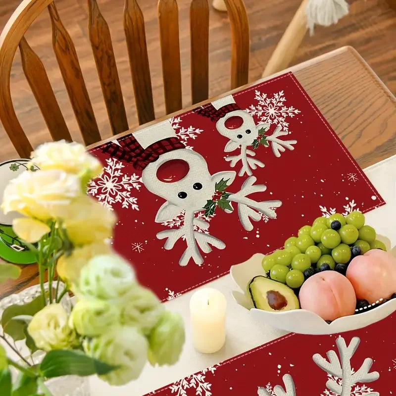 Trendbay 4PCS Christmas Reindeer Snowflake Placemats