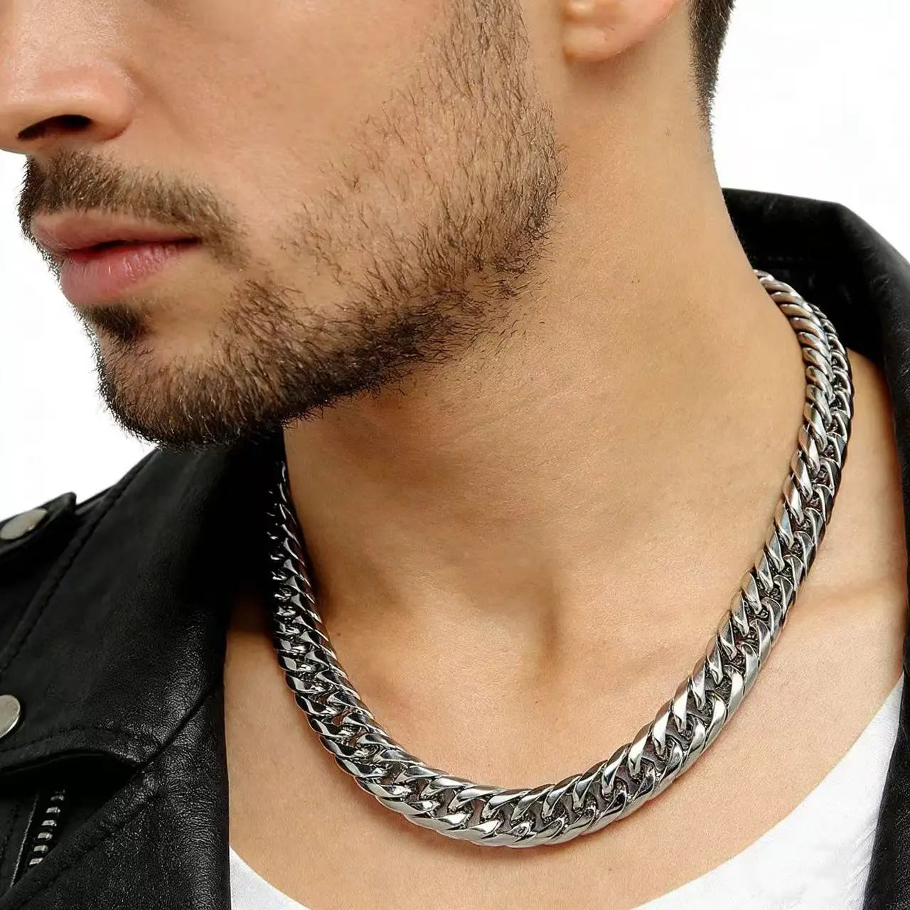 Trendbay 8mm Stainless Steel Cuban Link Chain Necklace – Waterproof Heavy-Duty Men's Fashion Jewelry