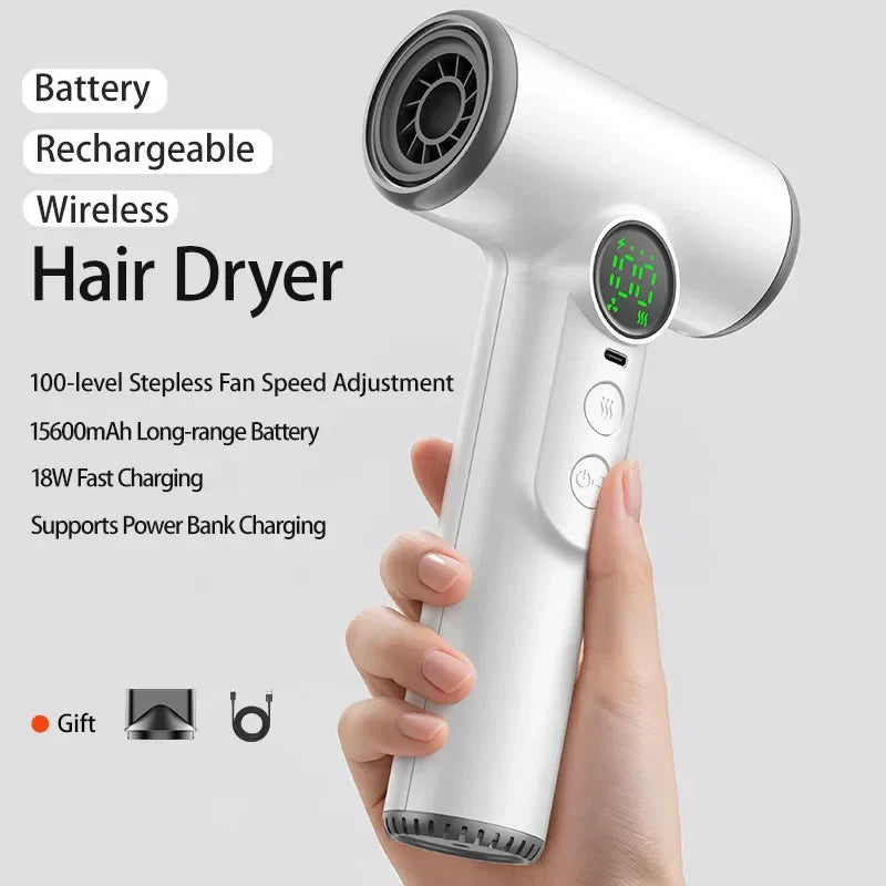 Trendbay Cordless Hair Dryer – Rechargeable Type-C Portable Hot & Cold Air Dryer