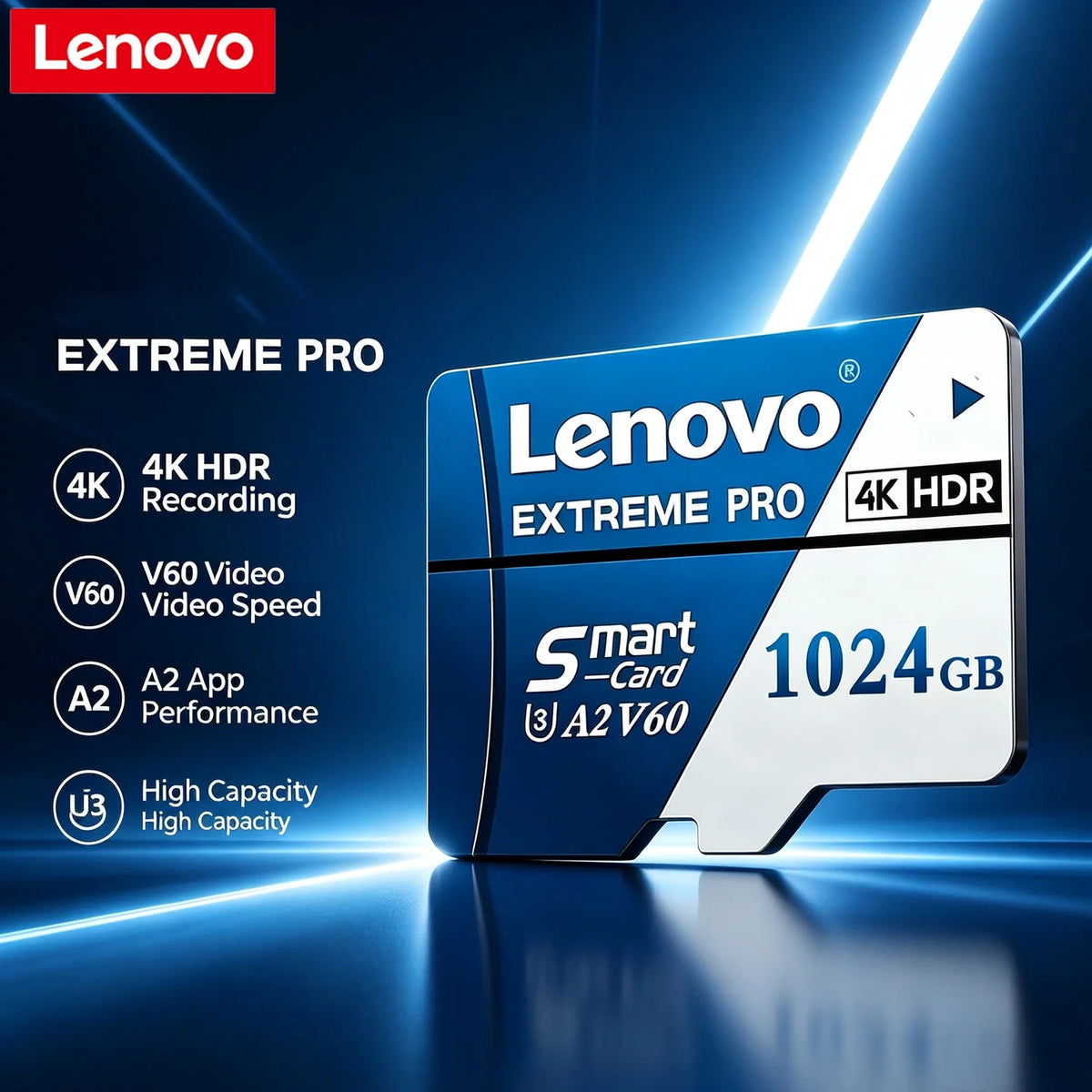 Trendbay Lenovo 1TB MicroSD Memory Card U3 V60 High-Speed TF Card