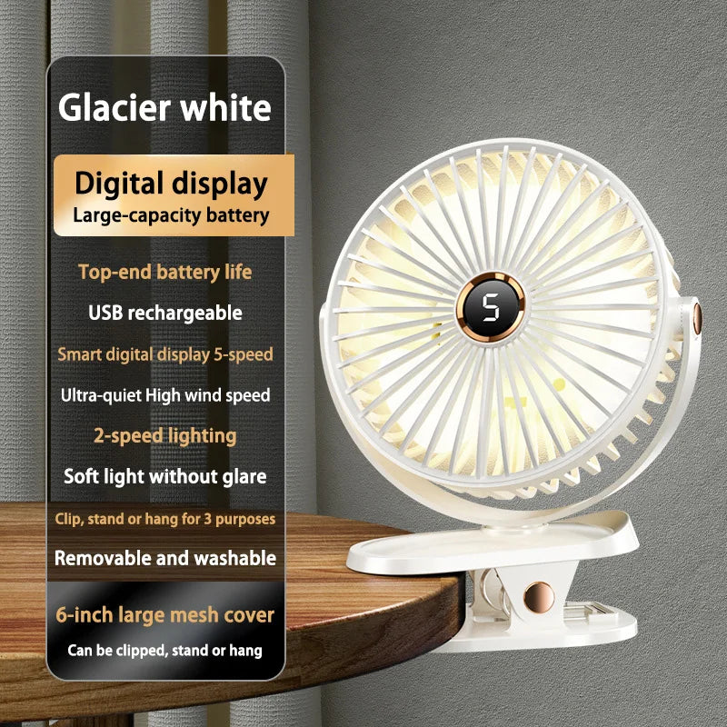 Trendbay 8000mAh Clip-On Rechargeable Fan