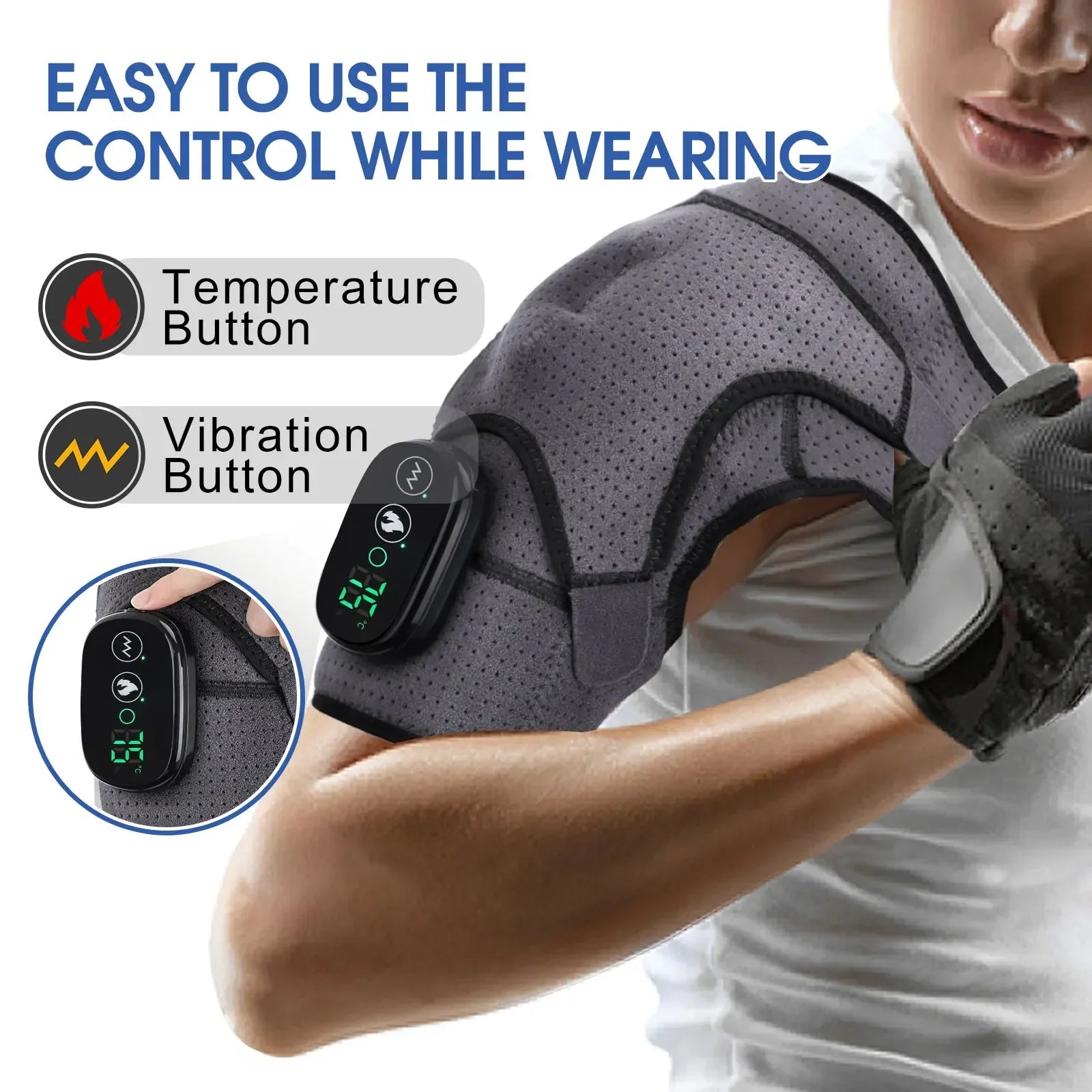 Trendbay Electric Heated Shoulder Support Wrap with Adjustable Compression