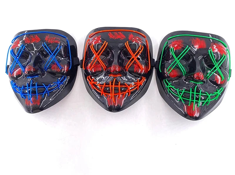 Trendbay Wireless EL Wire Halloween LED Red Neon Light-Up Party Mask