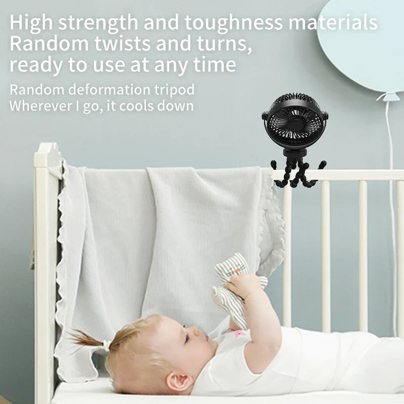 Trendbay Mini Portable Stroller Fan with Flexible Tripod