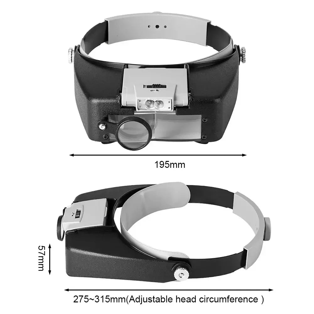Trendbay LED Head-Mounted Magnifying Glass – Adjustable Dual Lens Magnifier for Reading, Jewelry Repair & Crafts
