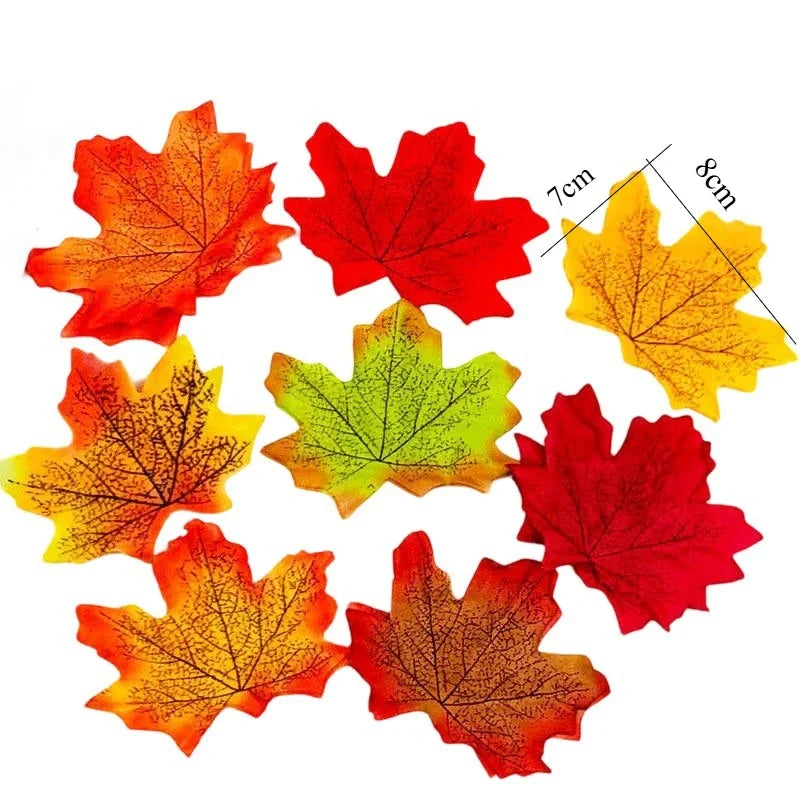 Trendbay 200-Piece Artificial Maple Leaves – Autumn Silk Fall