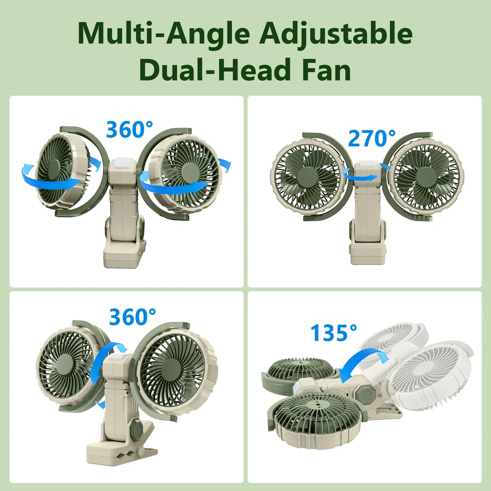 Trendbay Dual-Head Clip-On Desk Fan