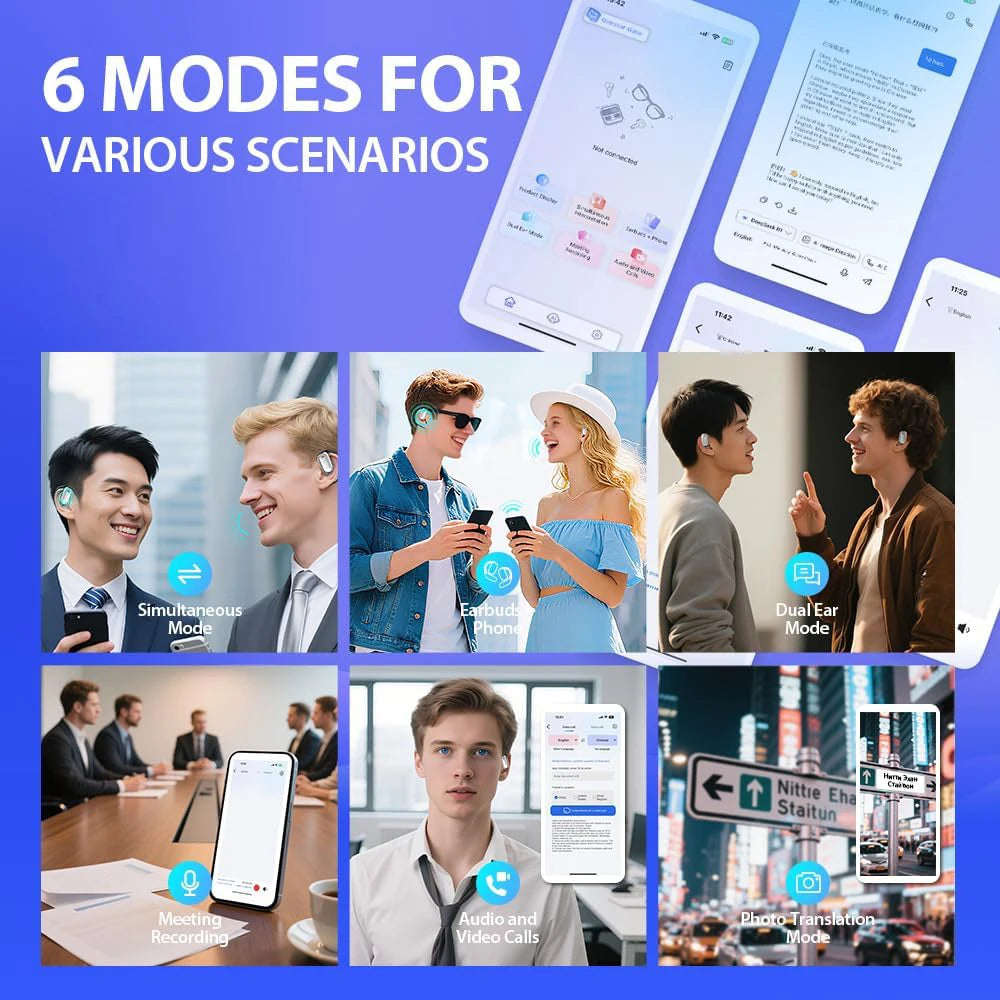Trendbay AI Real-Time Translation Wireless Earbuds Blue