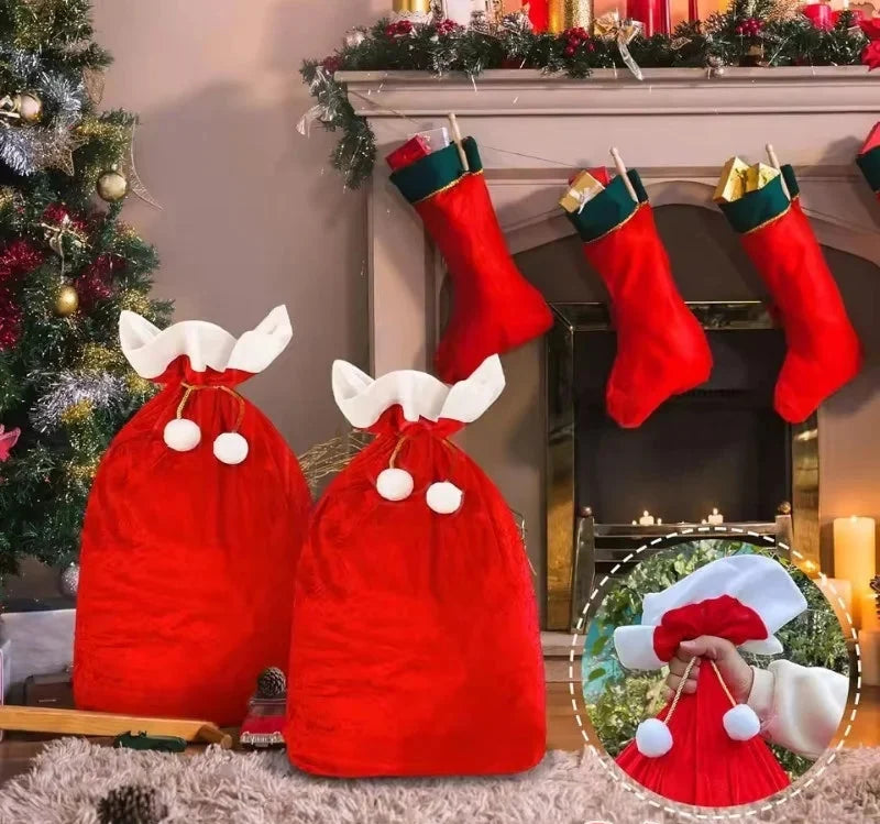 Trendbay Santa Claus Christmas Gift Sack – Red Cotton