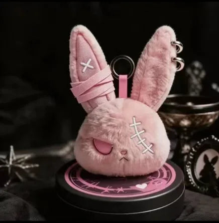 Trendbay Pink Gothic Bunny Plush Keychain