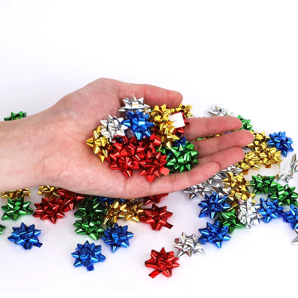 Trendbay 50pcs Mini Star Gift Bows 5 Color Self-Adhesive Bows