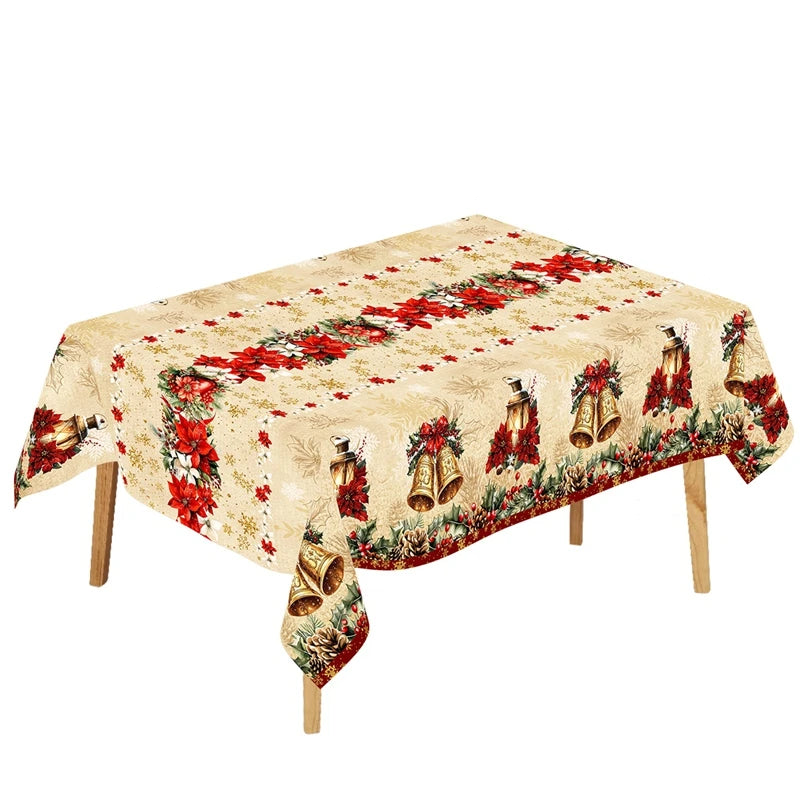 Trendbay Christmas Plastic Holly & Poinsettia Festive Tablecloth