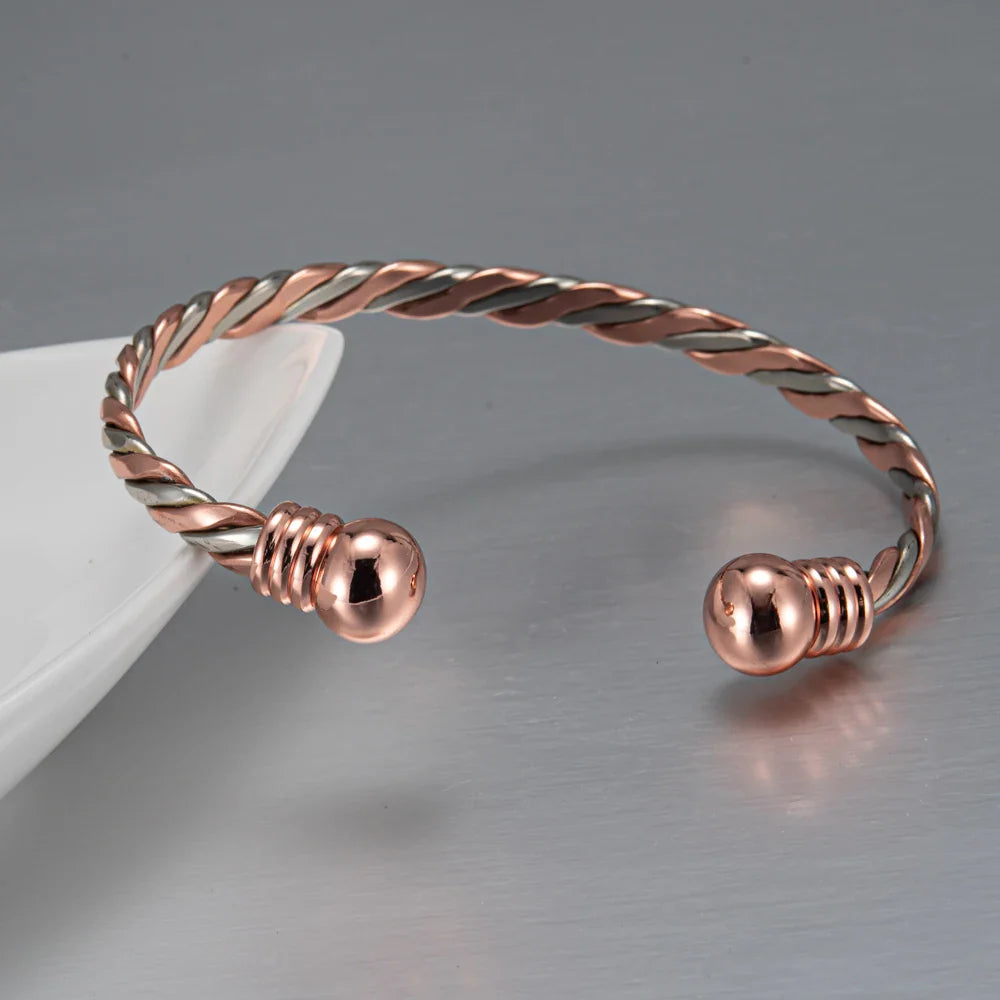 Trendbay Pure Copper Magnetic Braided Bracelet – Adjustable Twisted Bangle for Men & Women