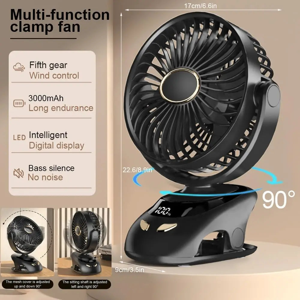 Trendbay Small Desk Clip-On Fan Portable