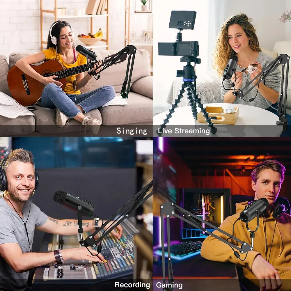 Trendbay USB Streaming Microphone Kit Cardioid Condenser with Boom Arm