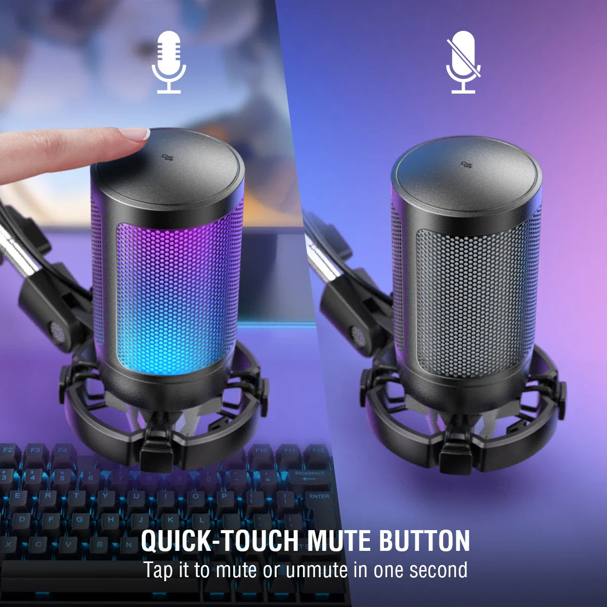 Trendbay USB Gaming Microphone Kit RGB Cardioid Mic with Arm Stand