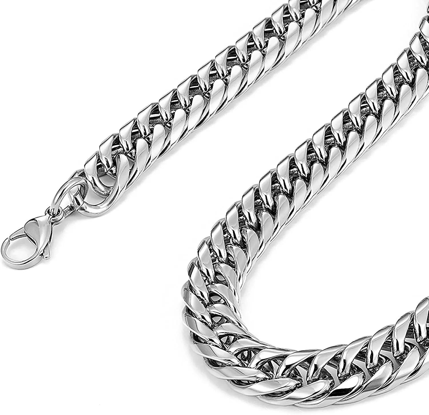 Trendbay 8mm Stainless Steel Cuban Link Chain Necklace – Waterproof Heavy-Duty Men's Fashion Jewelry