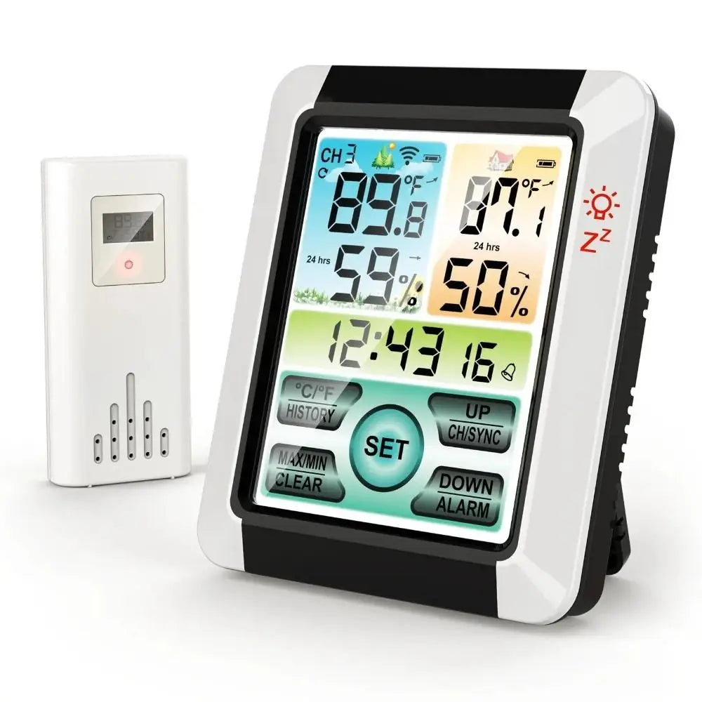 Trendbay Digital Weather Station – Wireless Temp & Humidity Meter with Touch Display