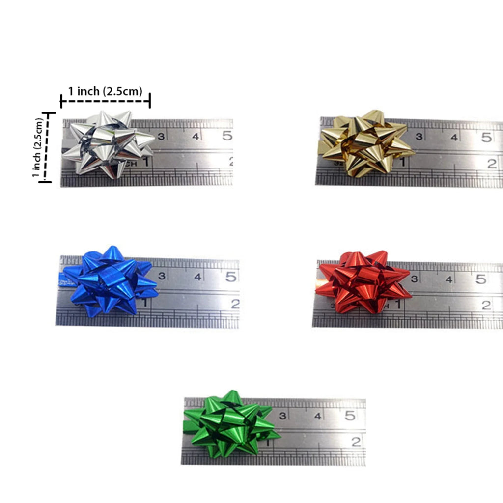 Trendbay 50pcs Mini Star Gift Bows 5 Color Self-Adhesive Bows