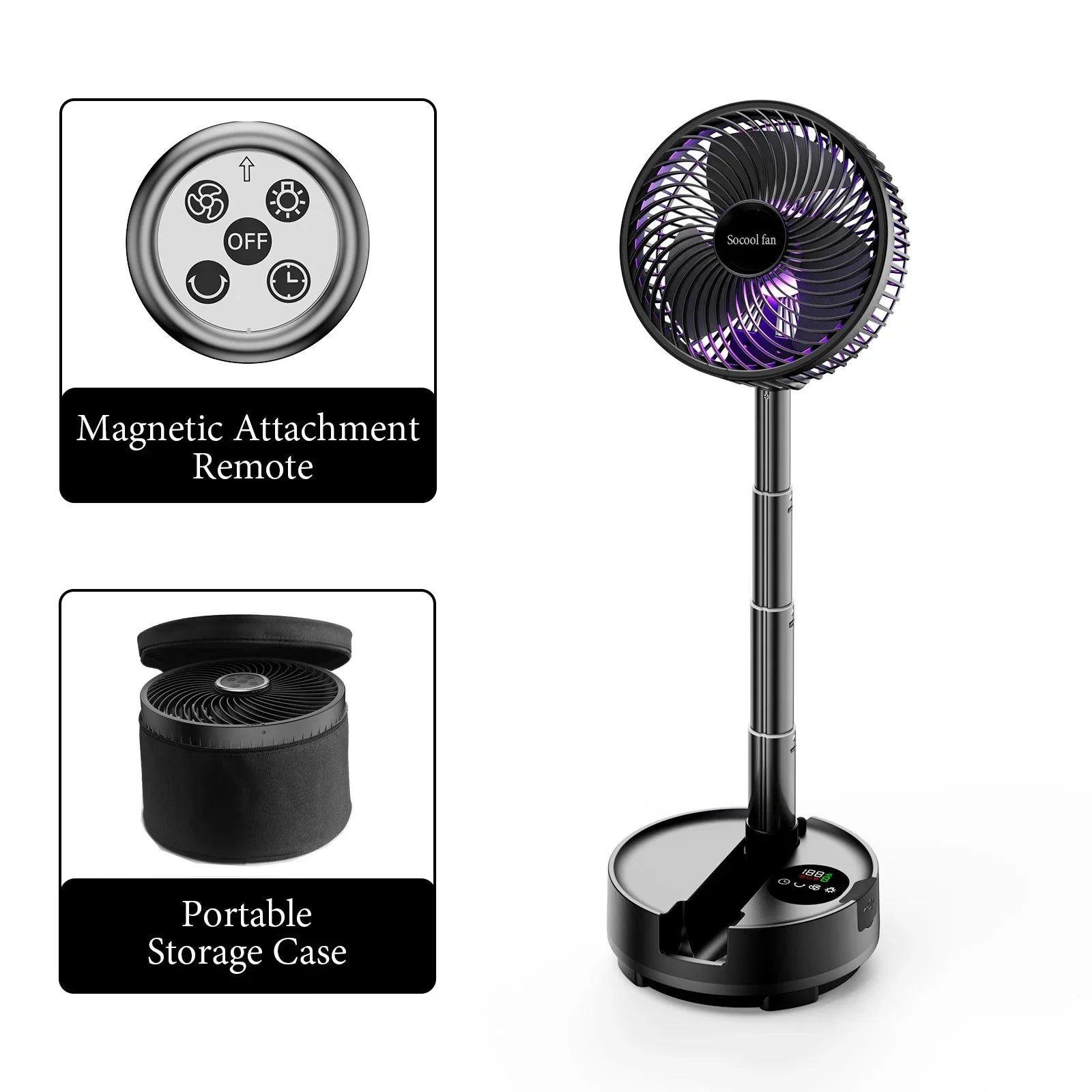 Trendbay 20000mAh Portable Folding Fan with Remote