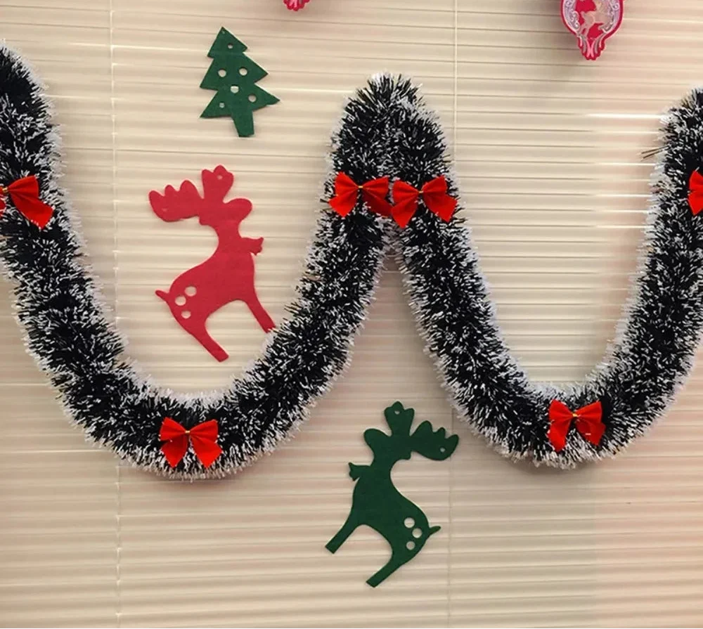 Trendbay 2M Red Christmas Tinsel Garland with LED Lights