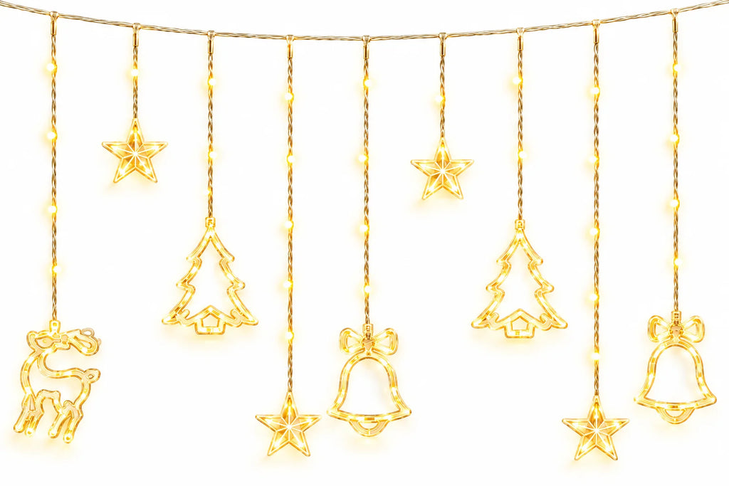 Trendbay 3.5M Warm White LED Tree Deer Bell Christmas Curtain String Lights