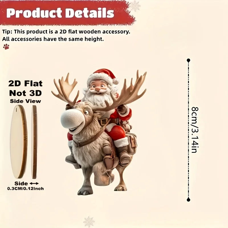 Trendbay 12pcs Wooden Santa Claus Christmas Ornaments Flat 2D