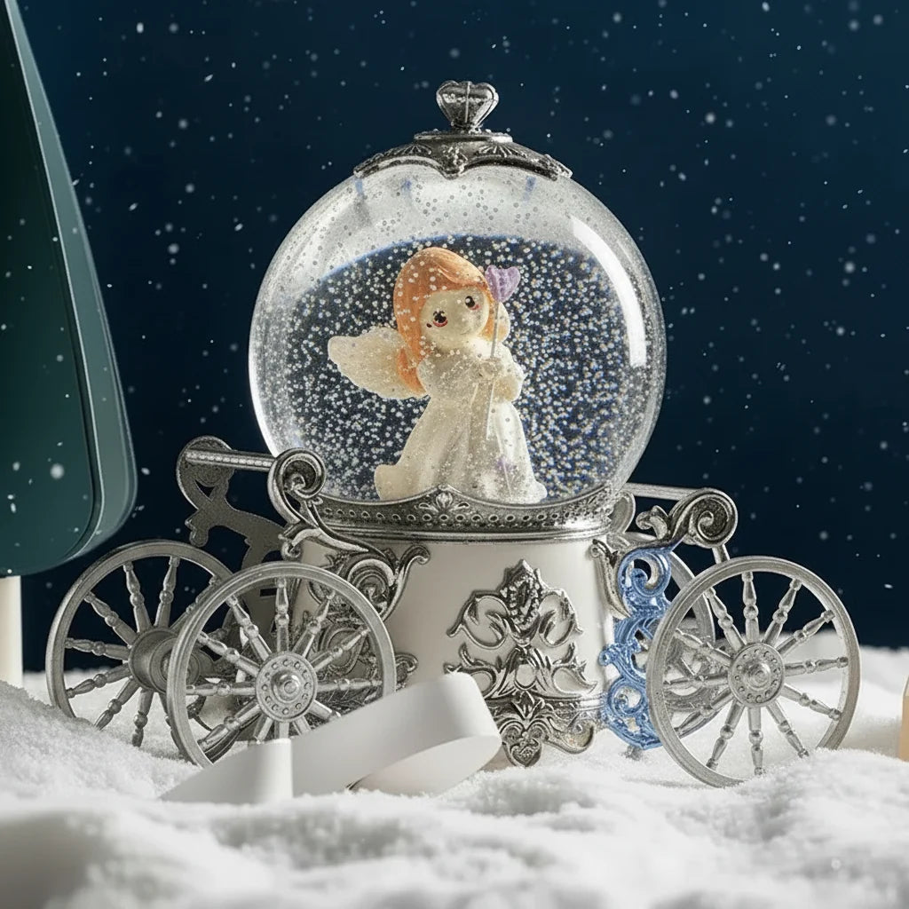 Trendbay Christmas Couple Carriage Snow Globe Music Box