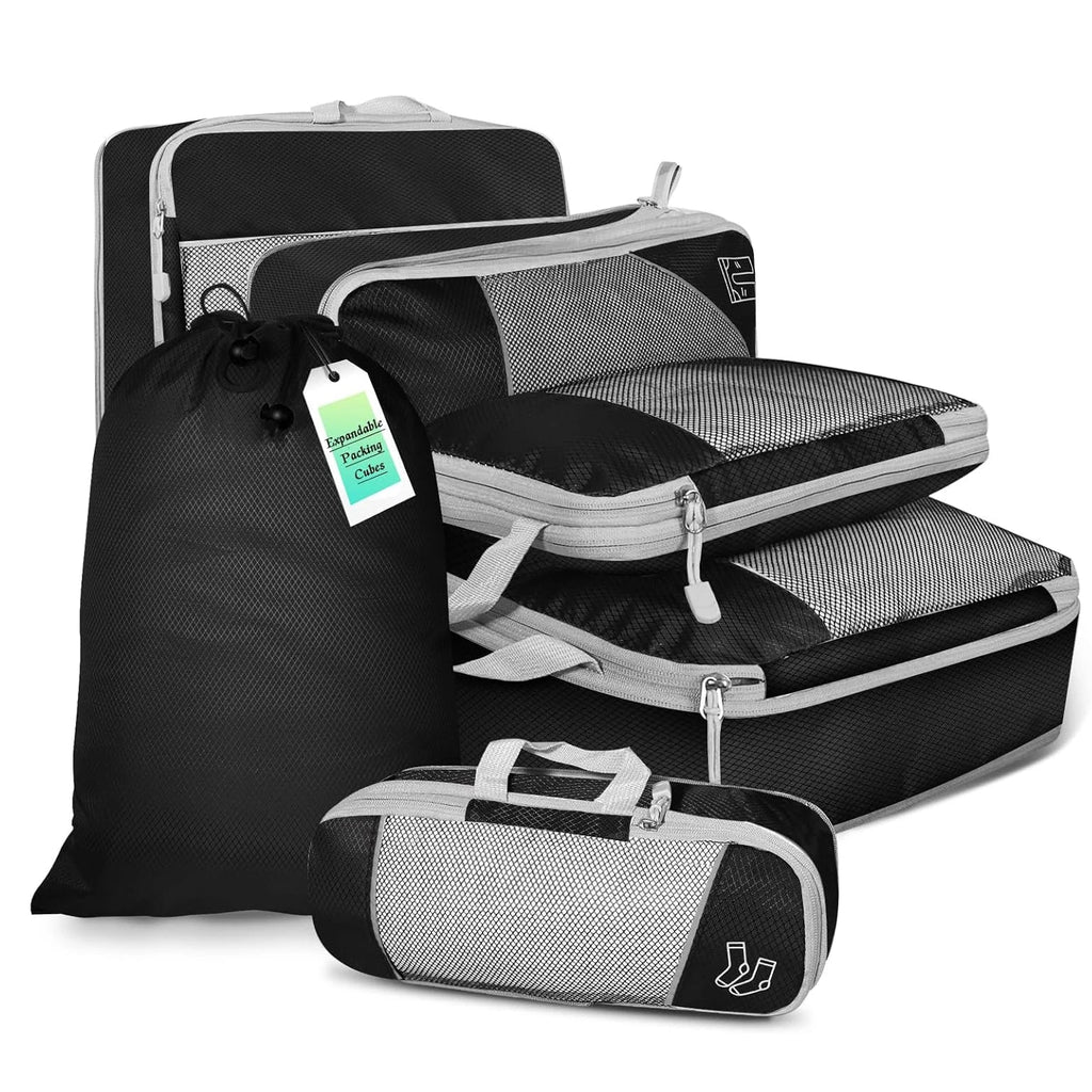 Trendbay 6-Piece Compression Packing Cubes Travel Organizer Set with Shoe Bag
