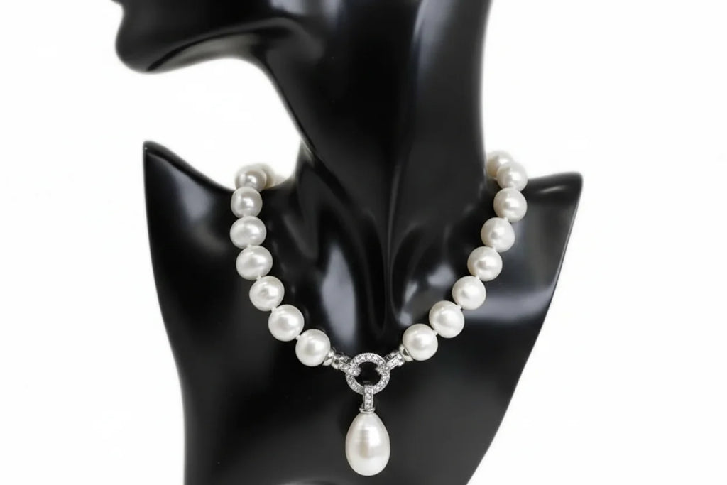 Trendbay 12-15mm White Freshwater Pearl Pendant Necklace
