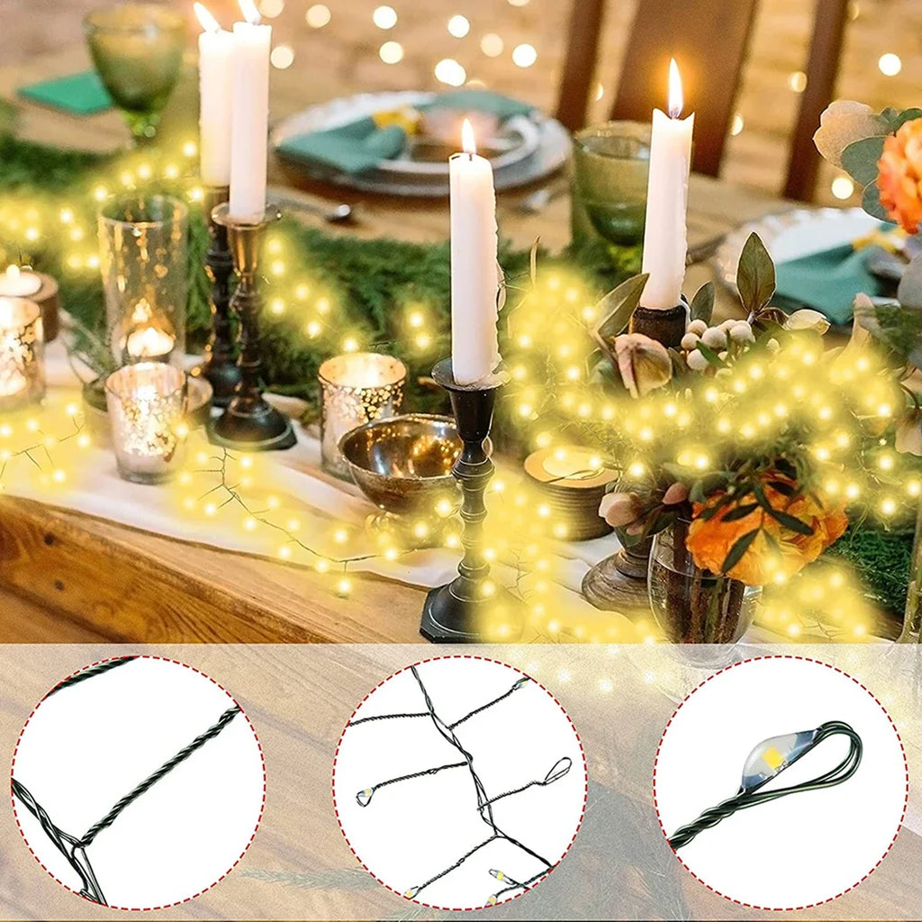 Trendbay 50M 1500-LED Warm Light Cluster Firecracker String Lights – AC-Powered
