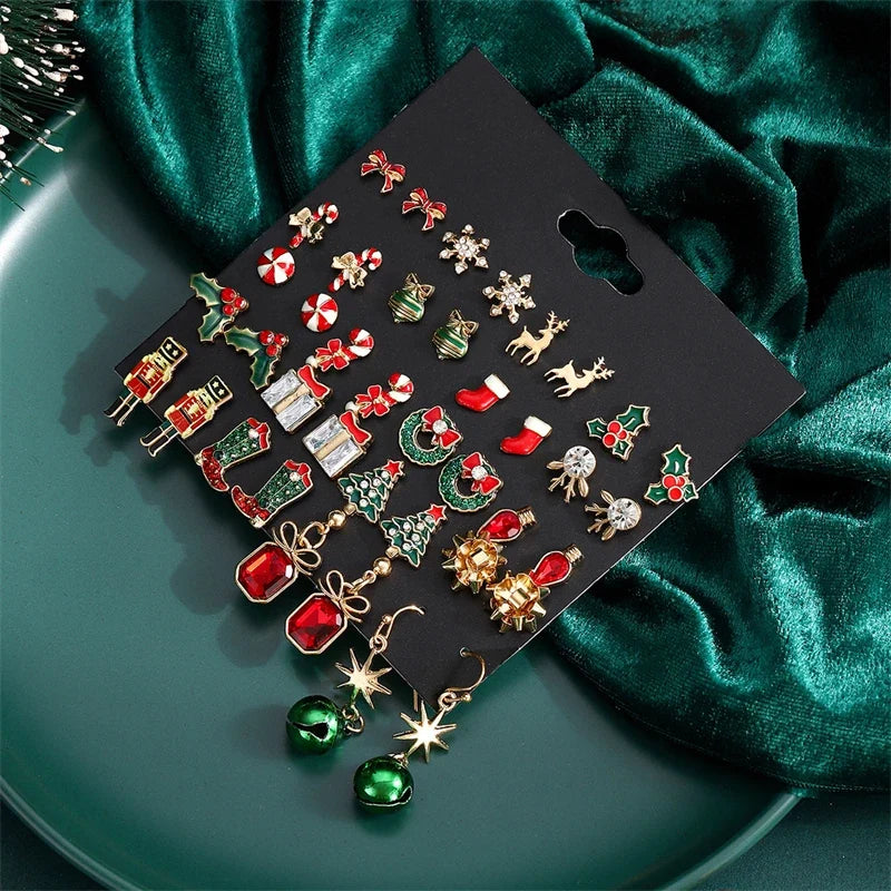 Trendbay 20 Pair Christmas Earring Set for Women Festive Drop Earrings