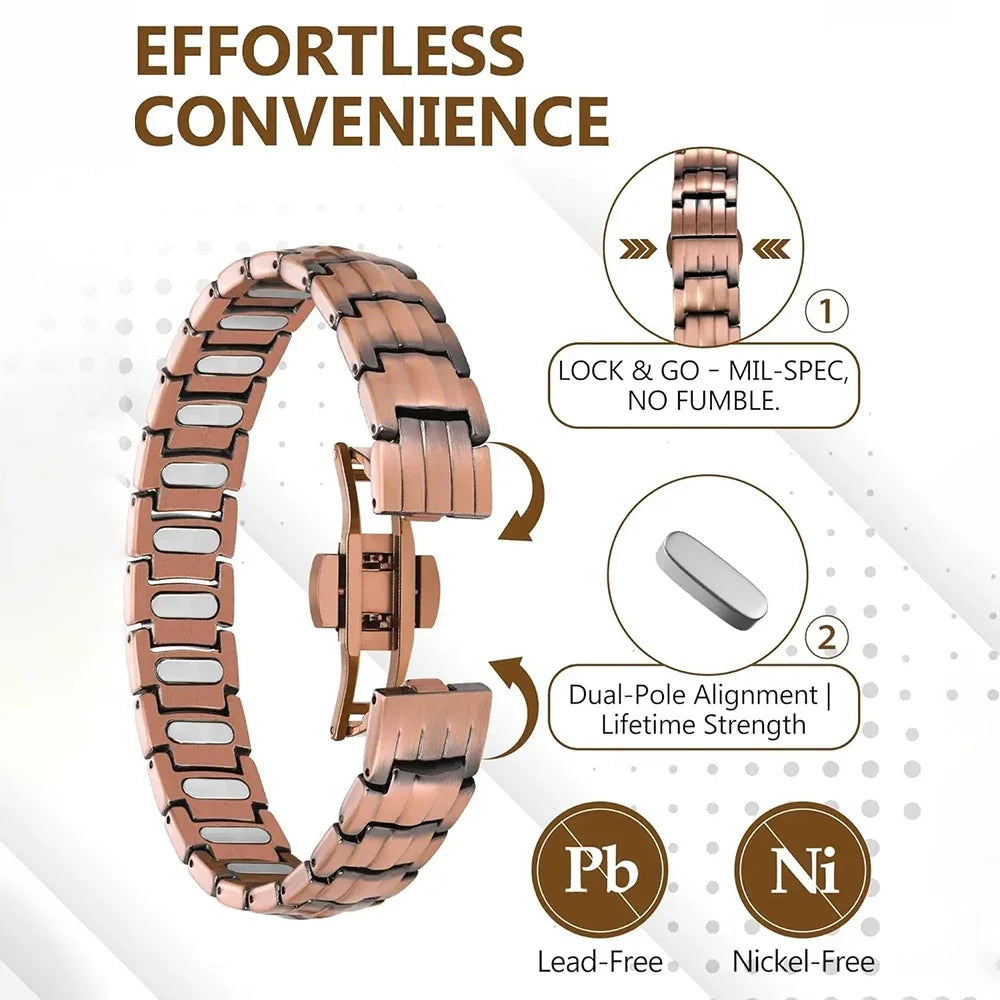 Trendbay Premium Copper Magnetic Bracelet for Men – Titanium Steel Wristband