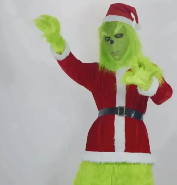 Trendbay Green-Haired Monster Christmas Cosplay Costume Set Adult Unisex