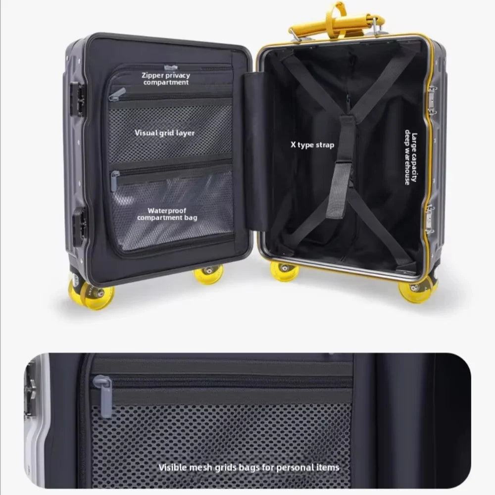 Trendbay 14-Inch Lightweight Carry-On Rolling Suitcase with TSA Lock & Aluminum Frame